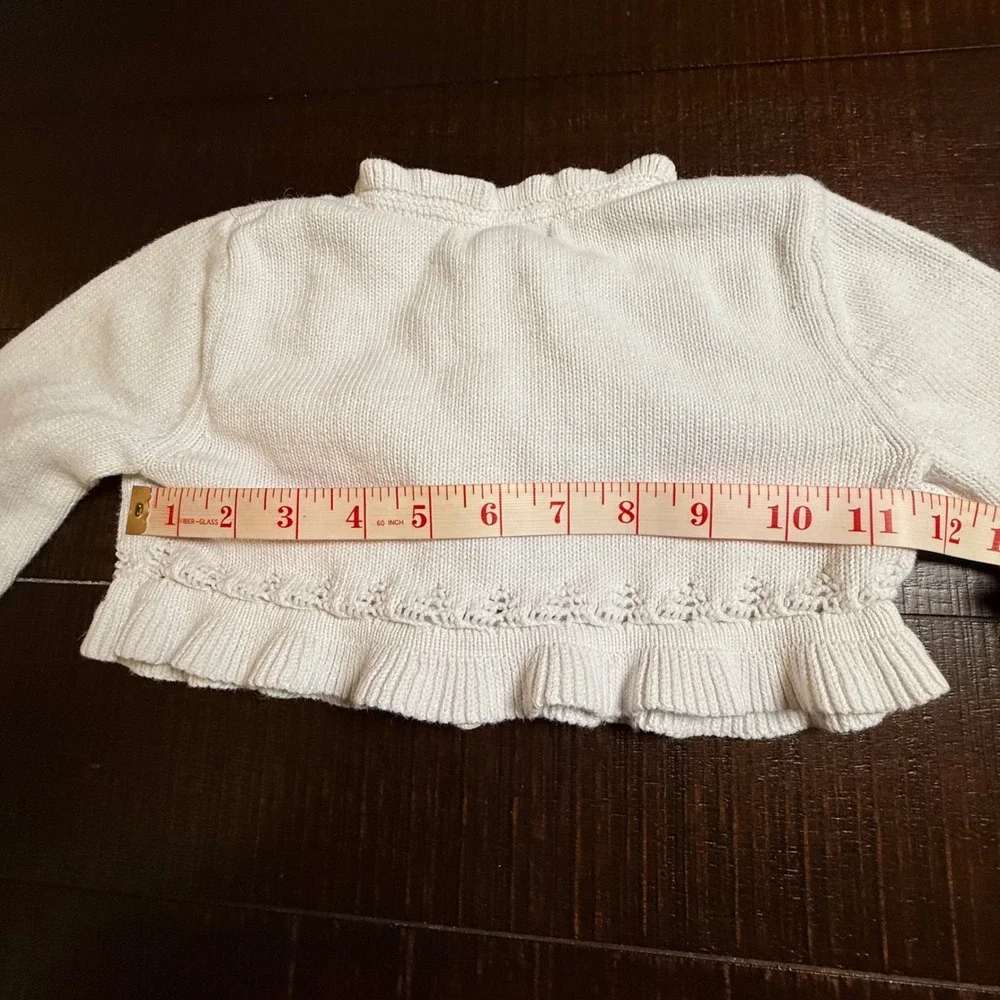 VTG OshKosh Bgosh Girls White Floral Embroidered Cropped Cardigan Sweater Size 5
